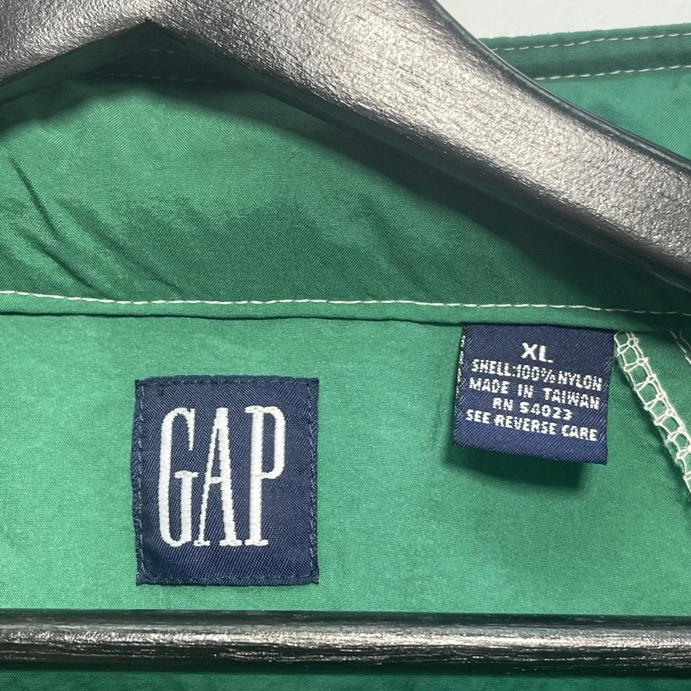 Gap‎ Kids Sailing Style Nautical Windbreaker Green White Stripe XL Lightweight